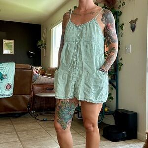 100% linen Seafoam green FLAX dress